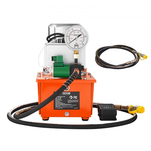 Electric Hydraulic Pump, 10000 PSI 750W 110V 488 in³/8L Capacity, Single Acting Solenoid Valve, Electric Driven Hydraulic Pump Power Pack Unit with Pedal Switch for Punching/Bending/Jack Machine