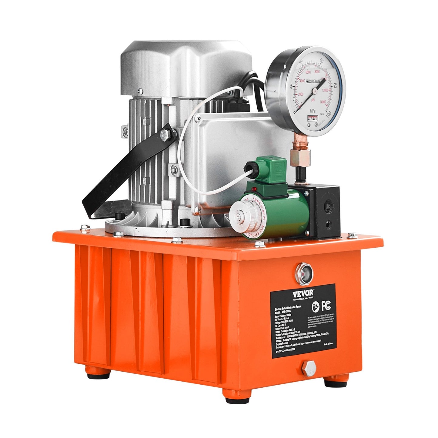 Electric Hydraulic Pump, 10000 PSI 750W 110V 488 in³/8L Capacity, Single Acting Solenoid Valve, Electric Driven Hydraulic Pump Power Pack Unit with Pedal Switch for Punching/Bending/Jack Machine