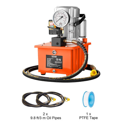 Electric Hydraulic Pump, 10000 PSI 750W 110V, 488 in³/8L Capacity, Single Acting Manual Valve, Electric Driven Hydraulic Pump Power Pack Unit with Lever Switch for Punching/Bending/Jack Machines