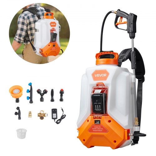 Battery Powered Backpack Sprayer, 4 Gallons Electric Backpack Sprayer, 2 Wands & 8 Nozzles, Adjustable 0-90 PSI, 4H Runtime, Portable Yard Garden Lawn Sprayers for Weeding Spraying Cleaning