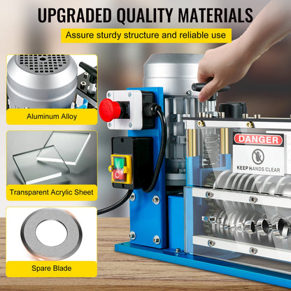 Electrical Wire Stripping Machine, 0.06 Inch-0.15 Inch Automatic Wire Stripping Machine, 11 Channels 10 Blades Cable Stripping Machine, Wire Stripping Tool 75 Feet/Minute, for Copper Wire Recycling