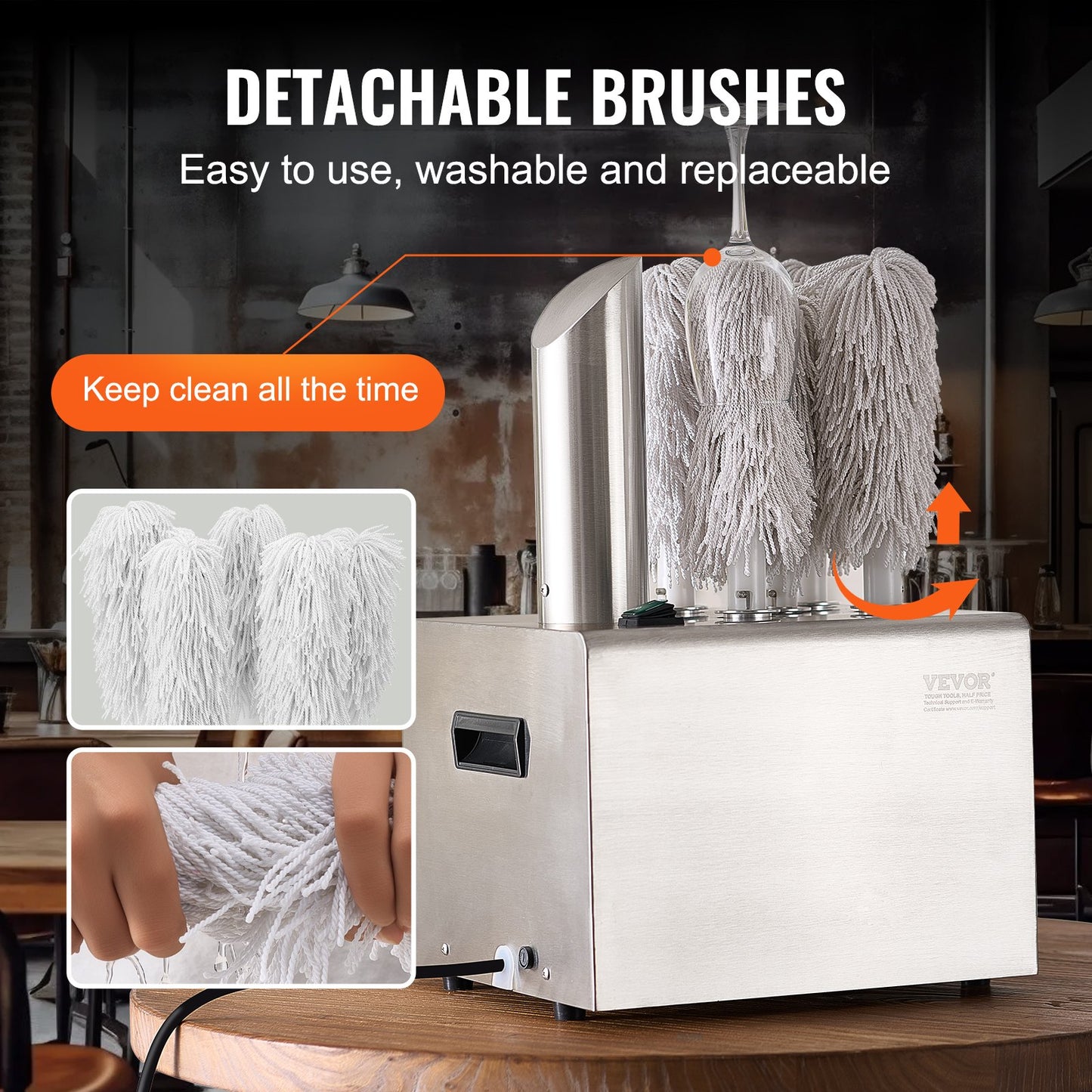 Weinglaspolierer 5-Bürsten-Poliermaschine 330 Tassen/h für Bar-Restaurant