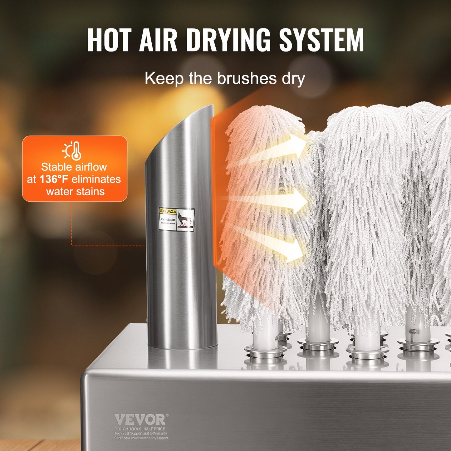 Wine glass polisher 8-brush polishing machine 660 cups/h for bar restaurant