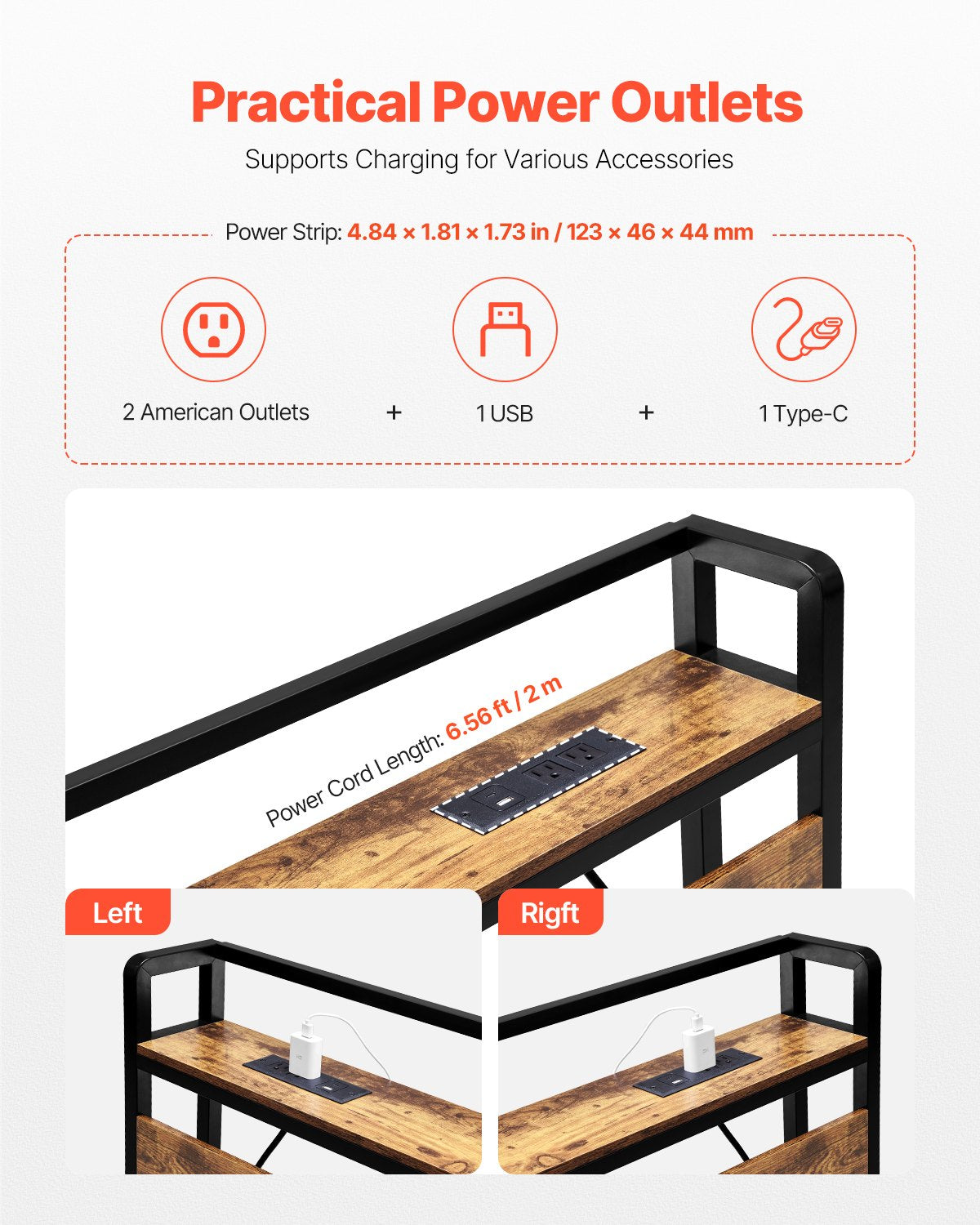 Sänggavel för King Size Säng Sänggavel med Hylla och Laddstation