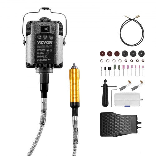 Flex Shaft Grinder, 1000W 30,000RPM Electric Flex Shaft Rotary Tool Carver, Multi-functional Hanging Grinding Machine with 31PCS Accessories & Foot Pedal for Carving Buffing Drilling Polishing