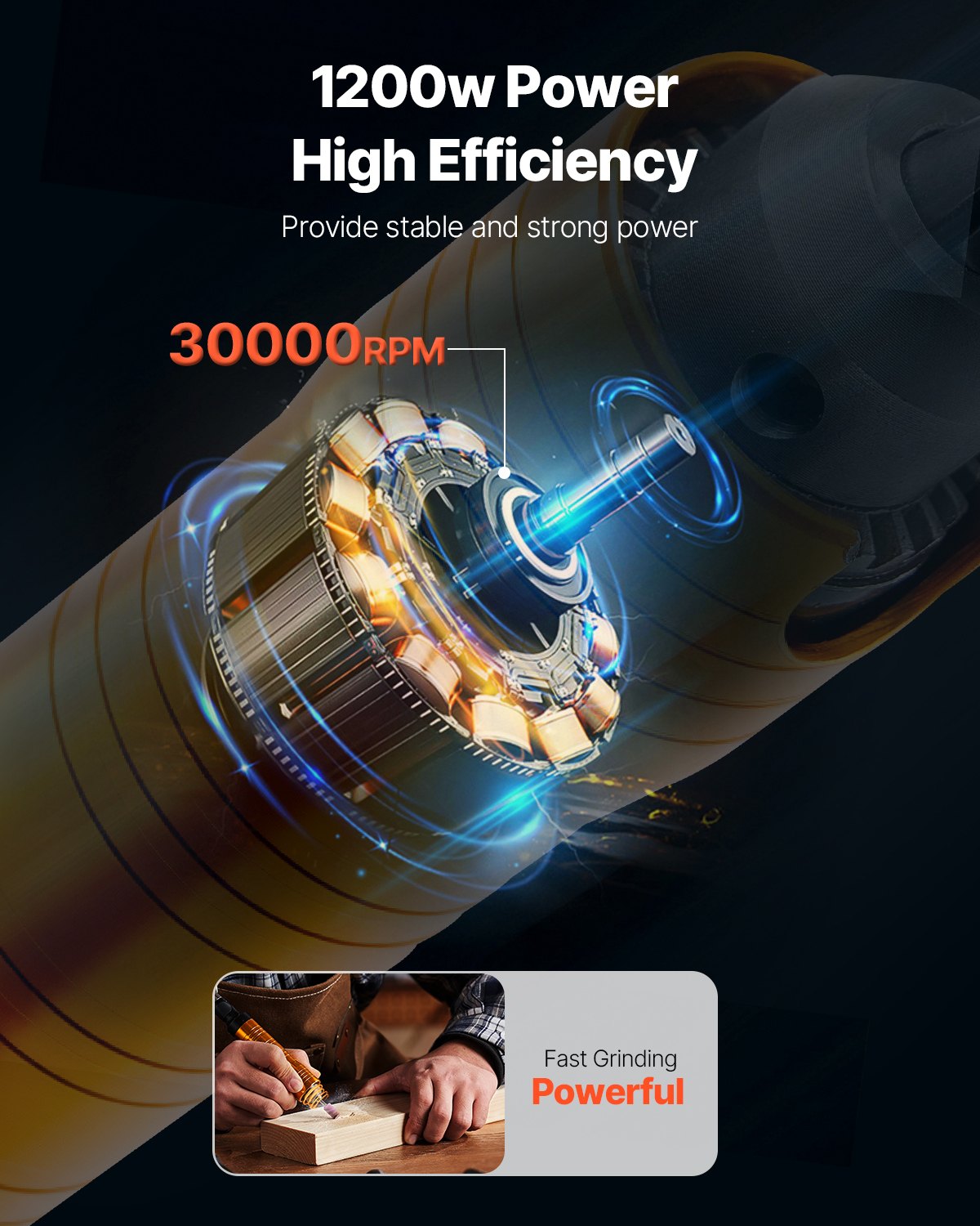 Flex Shaft Grinder 1200W 30000RPM with foot pedal and 31 accessories