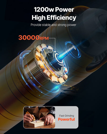 Flex Shaft Grinder 1200W 30000RPM with foot pedal and 31 accessories