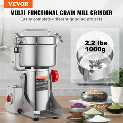 1000g Commercial Spice Grinder Electric Grain Grinder High Speed Grinder