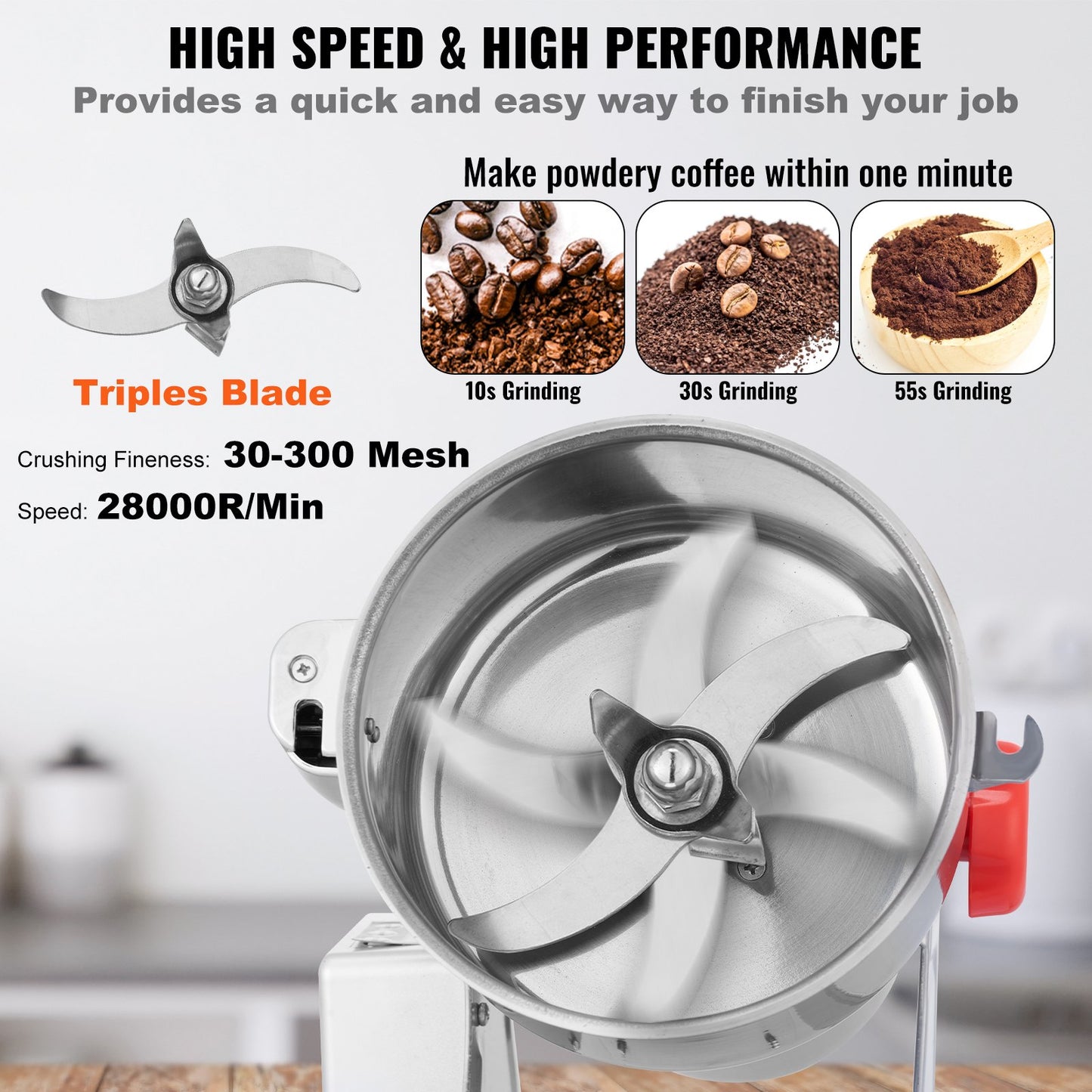 1000g Commercial Spice Grinder Electric Grain Grinder High Speed Grinder