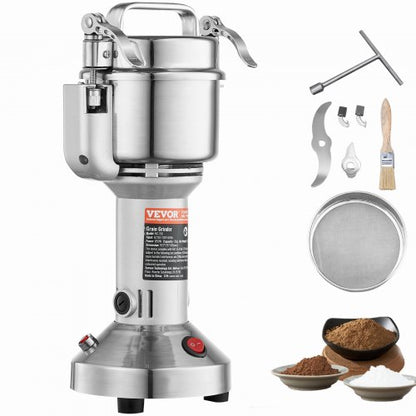 150g Electric Grain Mill Grinder, High Speed 850W Commercial Spice Grinders, Stainless Steel Pulverizer Powder Machine, for Dry Grains Spices Cereals Coffee Corn Pepper, Straight Type