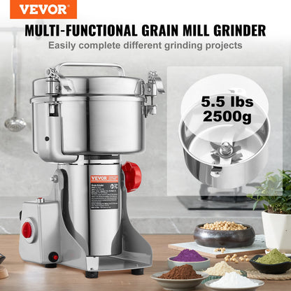 2500g Commercial Spice Grinder Electric Grain Grinder High Speed Grinder
