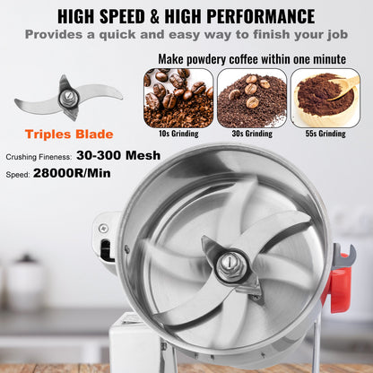300g Commercial Spice Grinder Electric Grain Grinder High Speed Grinder