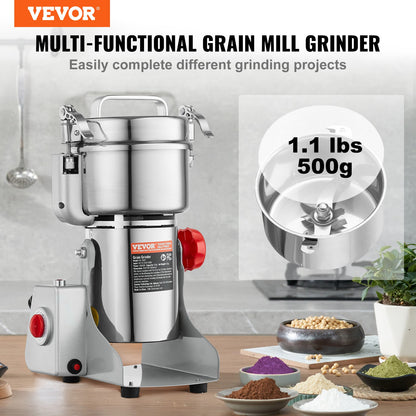 500g Commercial Spice Grinder Electric Grain Grinder High Speed Grinder