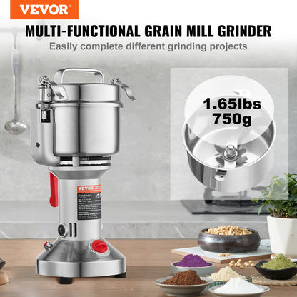 750g Commercial Spice Grinder Electric Grain Grinder High Speed