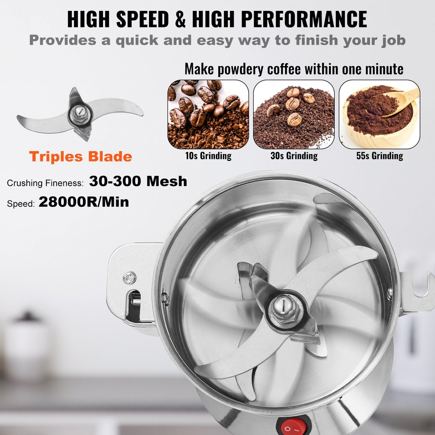 750g Commercial Spice Grinder Electric Grain Grinder High Speed