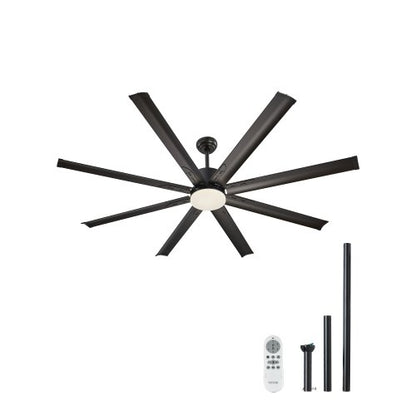 72 Inch Ceiling Fan with Light, 6-Speed Remote Control, Dimmable 3-Color Temperature, Reversible DC Motor, Modern Low Profile Flush Mount Fan for Bedroom, Living Room, Indoor/Outdoor Use, Black