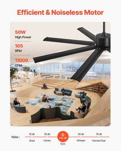 72 Inch Ceiling Fan with Light, 6-Speed Remote Control, Dimmable 3-Color Temperature, Reversible DC Motor, Modern Low Profile Flush Mount Fan for Bedroom, Living Room, Indoor/Outdoor Use, Black