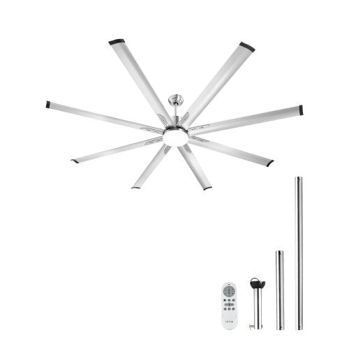 84 In Ceiling Fan with Light, 6-Speed Remote Control, Dimmable 3-Color Temperature, Reversible DC Motor, Low Profile Flush Mount Fan for Bedroom, Living Room, Indoor/Outdoor Use, Brushed Nickel