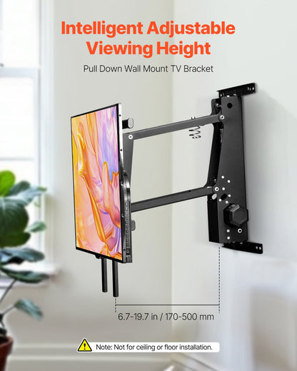 Motorized TV Wall Mount, TV Mount for 32 to 65 Inch TV, Electric Adjustable Ceiling TV Mount, Motorized Flip Down TV Mount Bracket with Max VESA 24 x 24 in, Fits TVs Up to 88 lbs