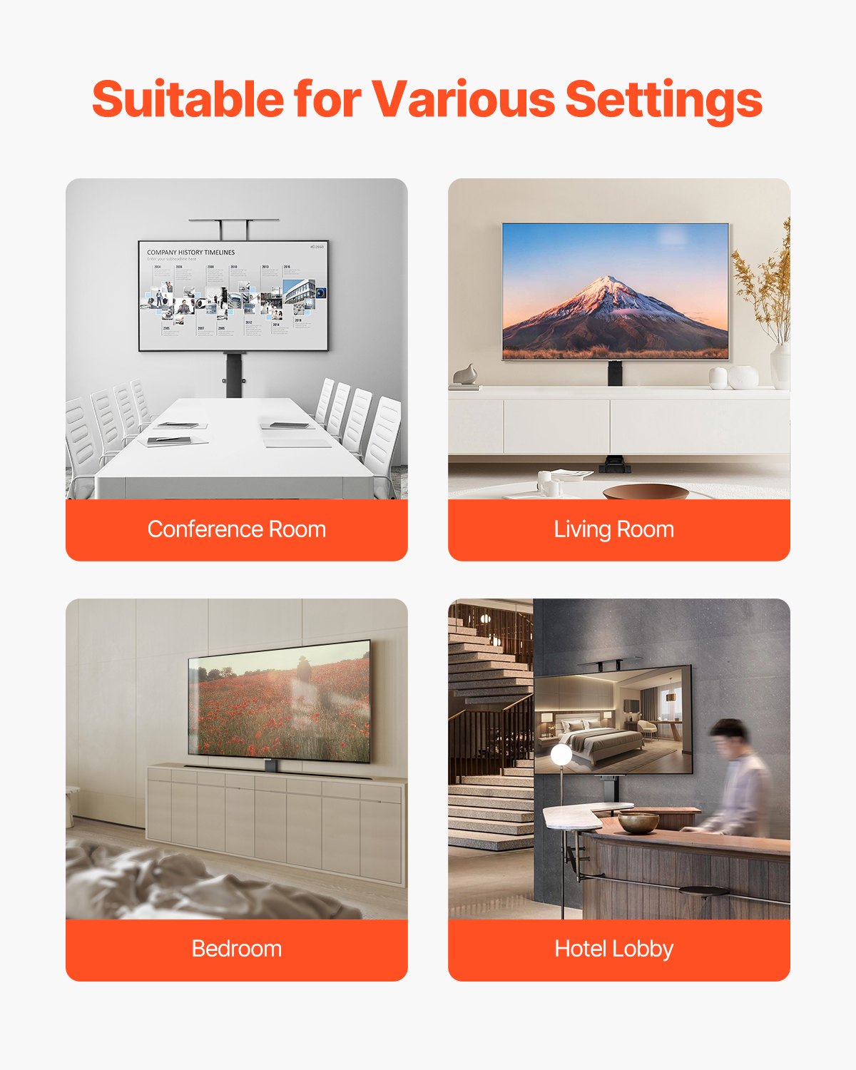 Motorized TV Lift Stand, 132 lbs max Load Adjustable TV Lift Stand Mount Bracket, Vertical Electric TV Bracket with Remote Control, for 32-55 in (Not in Cabinet) / 32 - 50 in (in Cabinet) TVs