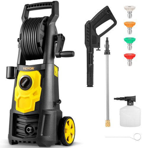 Electric Pressure Washer, 2000 PSI, Max 1.65 GPM Power Washer with 30 ft Hose & Reel, 5 Quick Connect Nozzles, Foam Cannon, Portable to Clean Patios, Cars, Fences, Driveways, ETL Listed