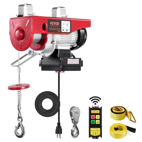 Wireless Electric Hoist, 440 lbs 110V Electric Steel Wire Winch with Wireless Remote Control, 40ft Single Cable Lifting Height & Pure Copper Motor, for Garage Warehouse Factory