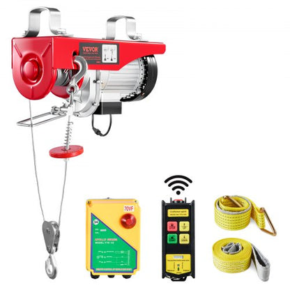 Tuspuzz Electric Hoist, 880 lbs Lifting Capacity, 850W 110V Electric Steel Wire Winch with Wireless Remote Control, 40ft Single Cable Lifting Height & Pure Copper Motor, for Garage Warehouse Factory