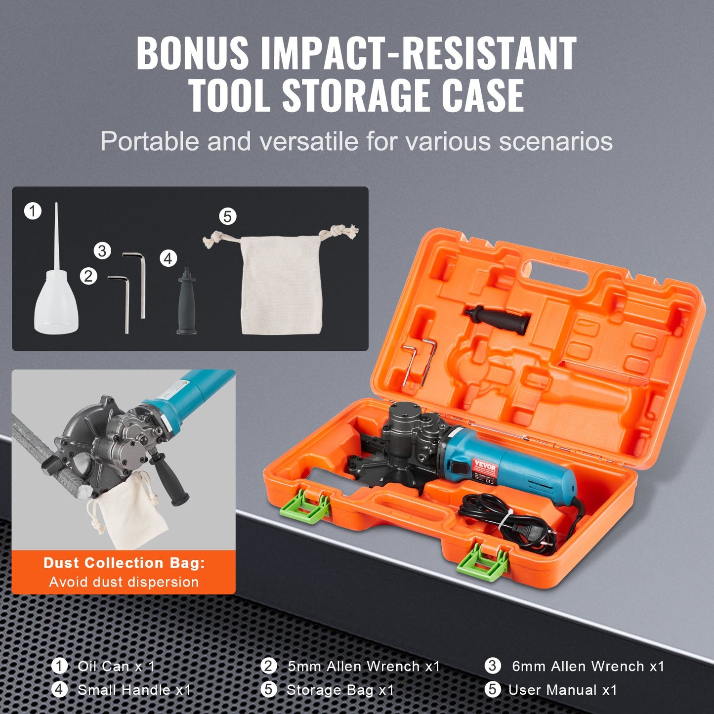 Elektrischer Bewehrungsschneider mit 1100 W, schneidet bis zu 3/2 Zoll (4–40 mm)