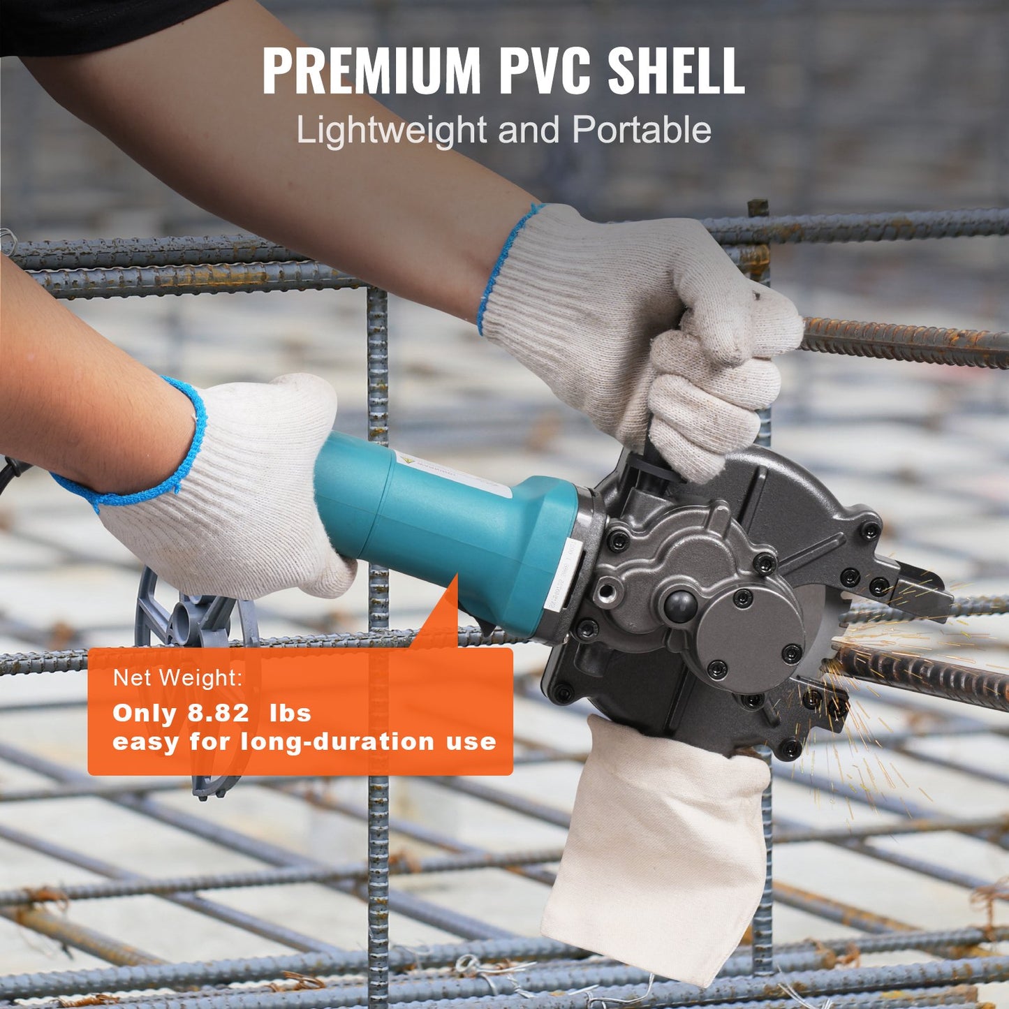 Elektrischer Bewehrungsschneider mit 1100 W, schneidet bis zu 3/2 Zoll (4–40 mm)