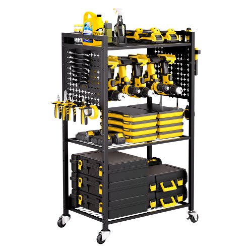 4-Tier Tool Organizer Cart on Wheels 150 lbs Garage Cart for Workshop | EU