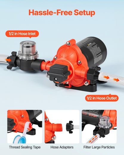 Water Pressure Pump, 110V AC 4 GPM, 3-Chamber On Demand Electric Diaphragm Water Transfer Pump, 45 PSI Max Pressure, Automatic Pressure Switch, for Home Kitchen Garden Irrigation Car Washing