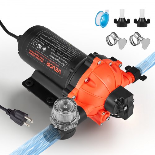 Water Pressure Pump, 110V AC 5 GPM, 5-Chamber On Demand Electric Diaphragm Water Transfer Pump, 60 PSI Max Pressure, Automatic Pressure Switch, for Home Kitchen Garden Irrigation Car Washing