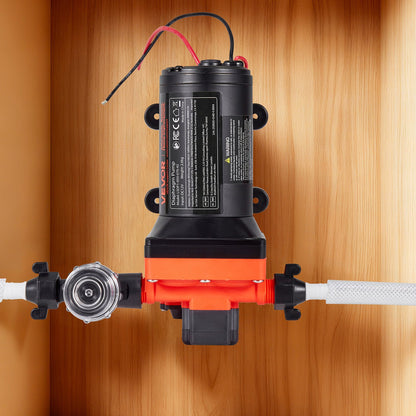 RV Water Pump, 12V DC 5 GPM (18.9 L/min), 4-Chamber Self-Priming Diaphragm Water Pump with Automatic Pressure Switch, 70 PSI Max Pressure, On Demand for RV, Caravan, Marine, Yacht, Car Washing