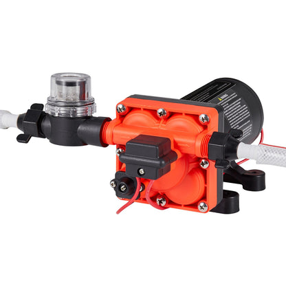 RV Water Pump, 12V DC 5 GPM (18.9 L/min), 4-Chamber Self-Priming Diaphragm Water Pump with Automatic Pressure Switch, 70 PSI Max Pressure, On Demand for RV, Caravan, Marine, Yacht, Car Washing