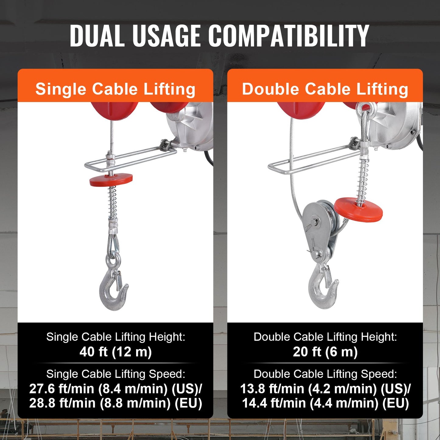 Elektrische Hebekranwinde 2200 lbs 328 ft Kabellos &amp; 14 ft Kabelfernbedienung