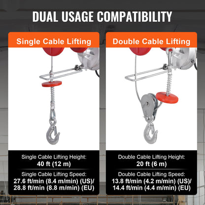 Elektrische Hebekranwinde 2200 lbs 328 ft Kabellos &amp; 14 ft Kabelfernbedienung