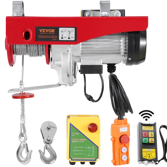 Electric Hoist Crane Winch 2200 lbs 328 ft Wireless &amp; 14 ft Wired Remote