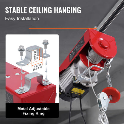 Elektrische Hebekranwinde 1760 lbs mit 14 ft Kabelfernbedienung 230V