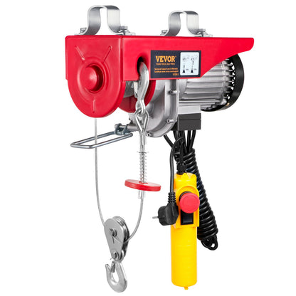 Electric Hoist, 1320 lbs Lifting Capacity, 1150W 220V Electric Steel Wire Rope Winch with 14ft Wired Remote Control, 40ft Single Cable Lifting Height and Pure Copper Motor, for Garage Warehouse Factory