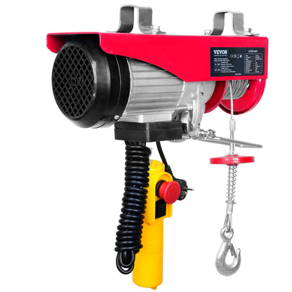 Electric Hoist, 1320 lbs Lifting Capacity, 1150W 220V Electric Steel Wire Rope Winch with 14ft Wired Remote Control, 40ft Single Cable Lifting Height and Pure Copper Motor, for Garage Warehouse Factory