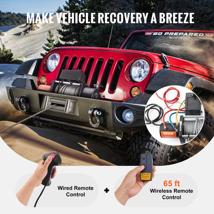 Electric Winch, 18,000 lb, 12V DC Truck Winch with Φ7/16 in x 85 ft Steel Cable Roller Fairlead Wireless & Wired Remote Control, IP55 Waterproof for Towing Off-Road SUV Jeep Truck Trailer Boat