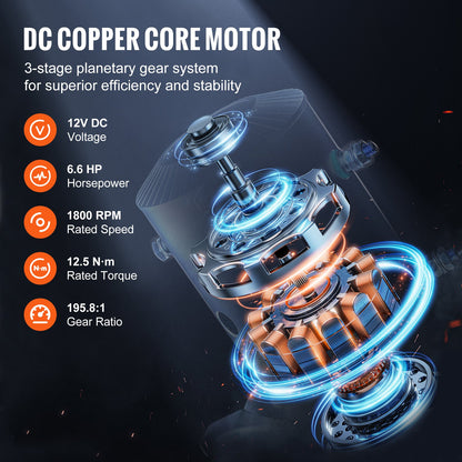 Electric winch truck 13,500 lb steel cable IP65 waterproof remote control