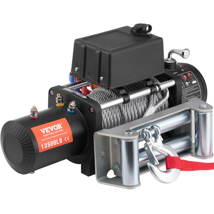 Electric winch truck 13,500 lb steel cable IP65 waterproof remote control