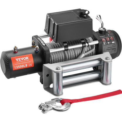 Electric winch truck 13,500 lb steel cable IP65 waterproof remote control