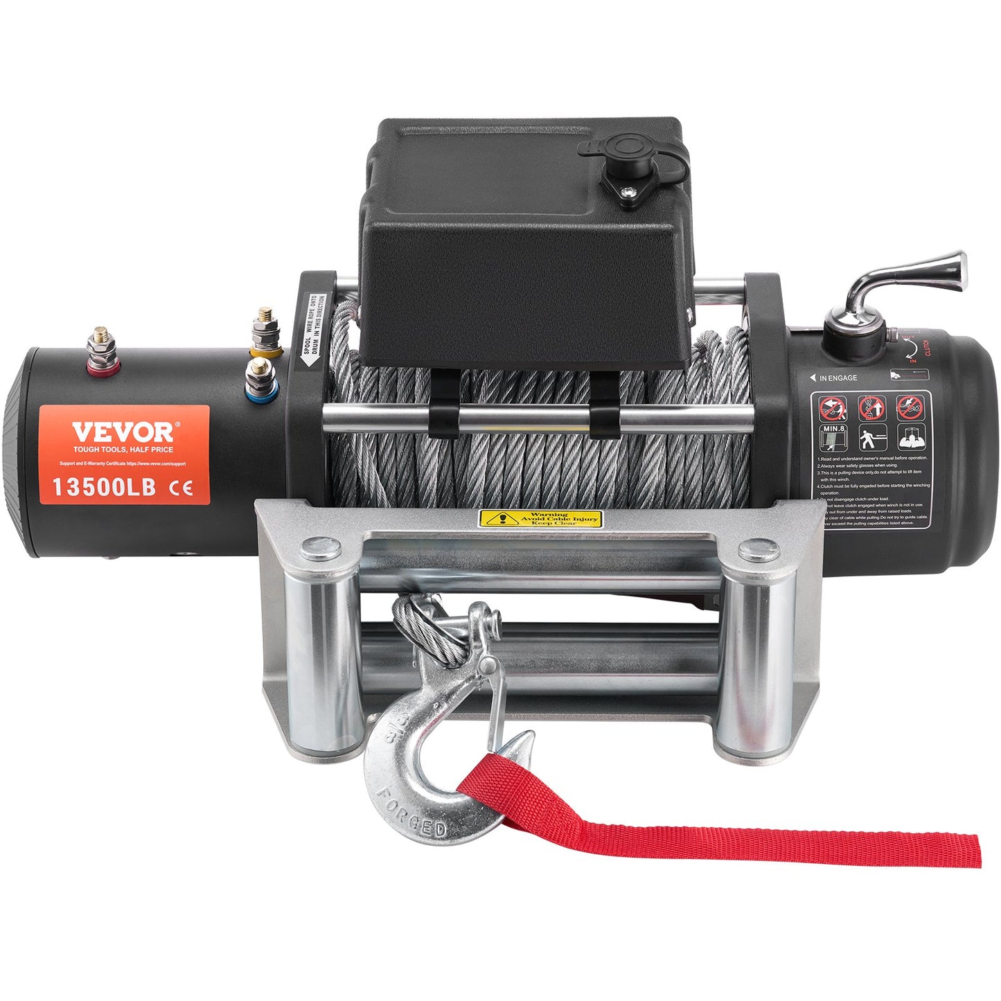 Electric winch truck 13,500 lb steel cable IP65 waterproof remote control