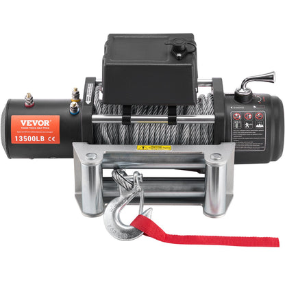 Electric winch truck 13,500 lb steel cable IP65 waterproof remote control