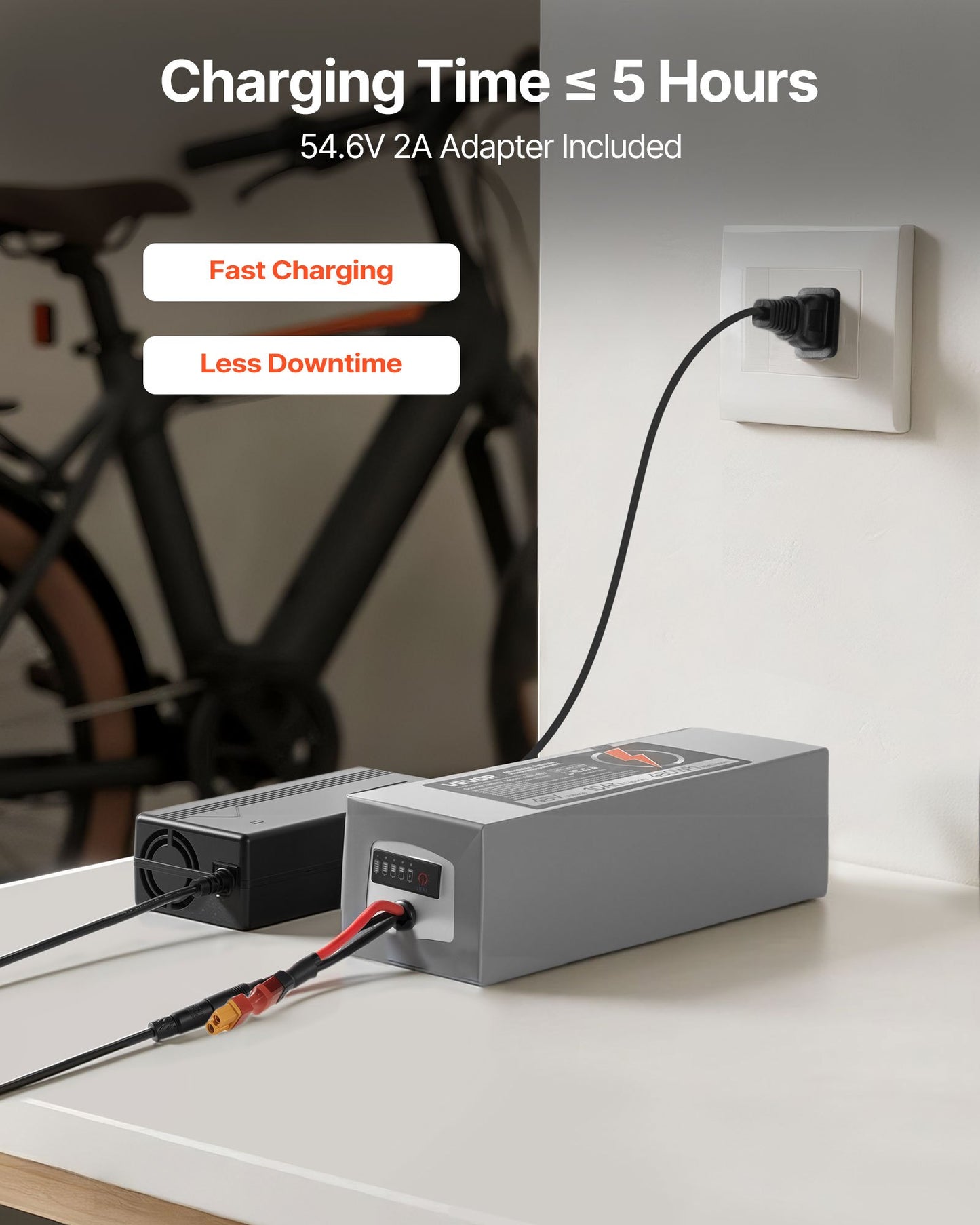 48V Electric Scooter Battery, 10Ah, Ebike Lithium Battery Pack with 30A BMS, Charger, T-Plug Expansion Cable, 500+ Cycles, Compatible with 2400W Motors, for Electric Bikes Bicycles, Scooters