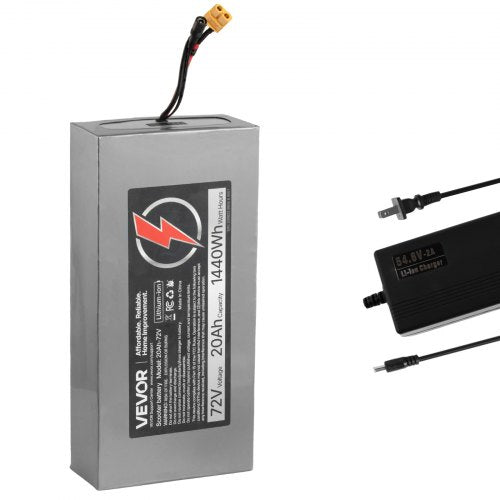 72V Electric Scooter Battery, 20Ah, Ebike Lithium Battery Pack with 50A BMS, Charger, T-Plug Expansion Cable, 500+ Cycles, Compatible with 7200W Motors, for Electric Bikes Bicycles, Scooters