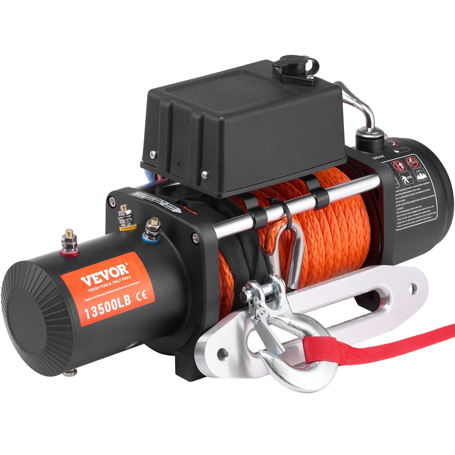 Electric Winch Truck 13,500 lb Synthetic Rope Waterproof Remote Control