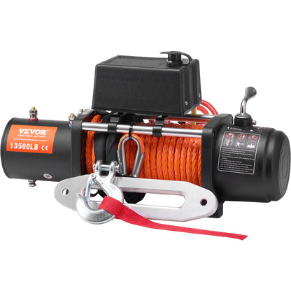 Electric Winch Truck 13,500 lb Synthetic Rope Waterproof Remote Control